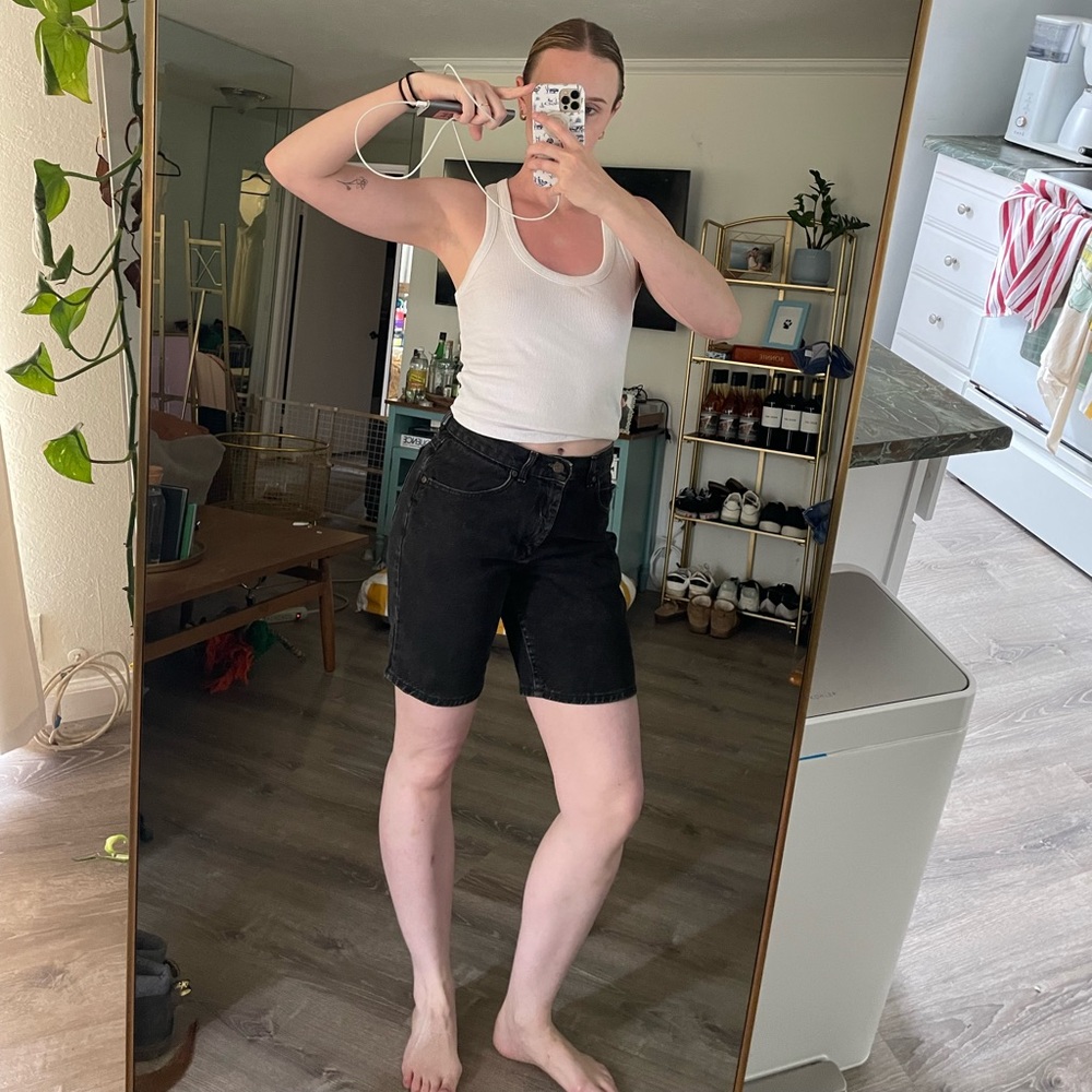 Lee black denim shorts, faded size 6.